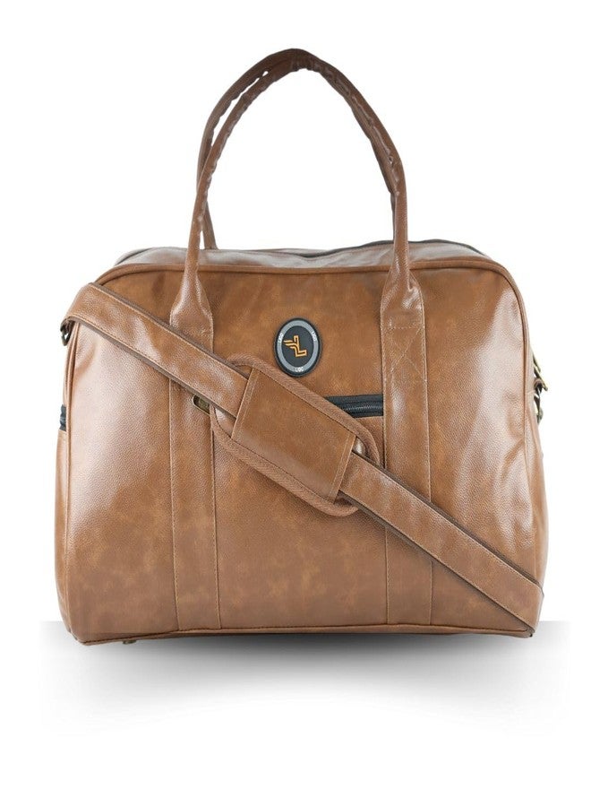 ليجو حقيبة سفر جلدية بنية اللون للرجال والنساء | حقيبة سفر، حقيبة لعطلة نهاية الأسبوع، حقيبة رياضية مع حزام كتف - Image 1